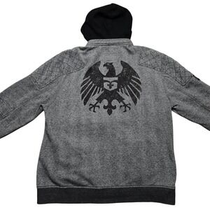 Rock Revival Hoodie Mens 3XL Gray Full Zip Fleece Hooded Graphic Embroidered